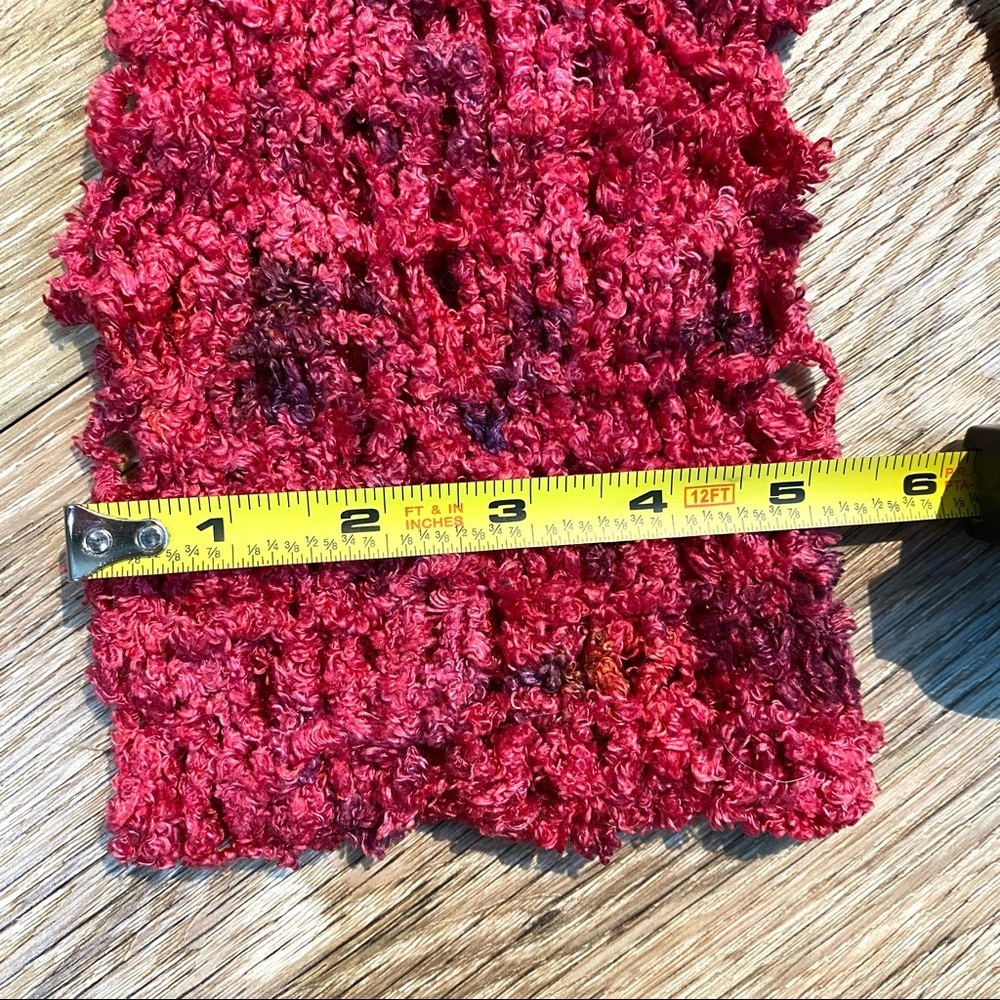 EUC Handknit Cozy Red Infinity Scarf 33" x 5" Handmade - Picture 5 of 5